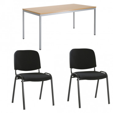 Pack Table rectangulaire et 2 chaises Porto